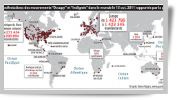 Cartographie des Indignés (Outraged) dans le monde.